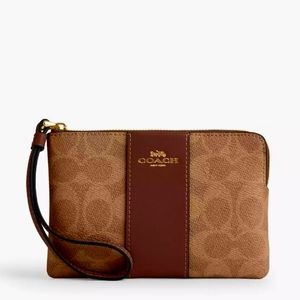 COACH Signature Leather Wristlet